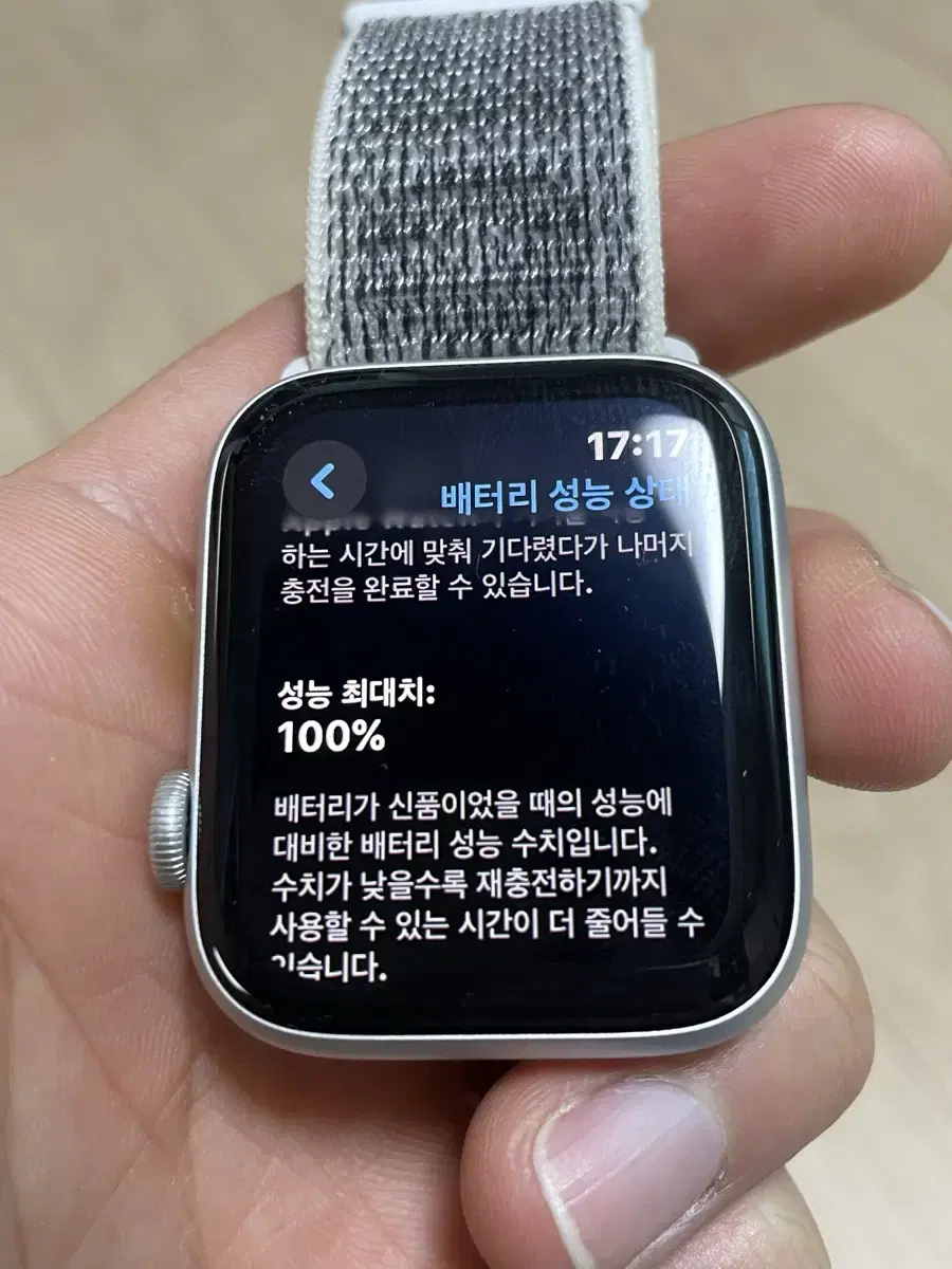 애플워치se2 44mm 실버 배터리 100%